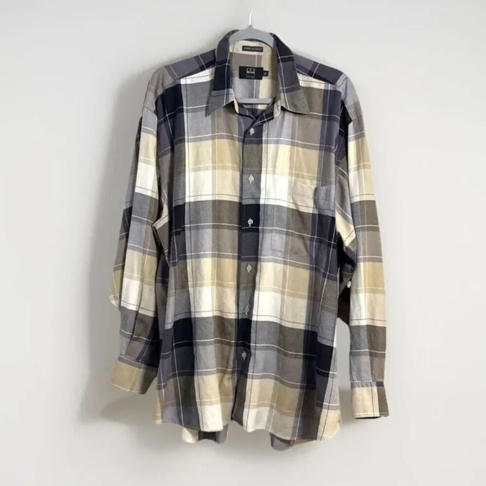 IKE BEHAR New York Men's Button Front Long Sleeve Shirt Sz XL Silk Cotton Italy